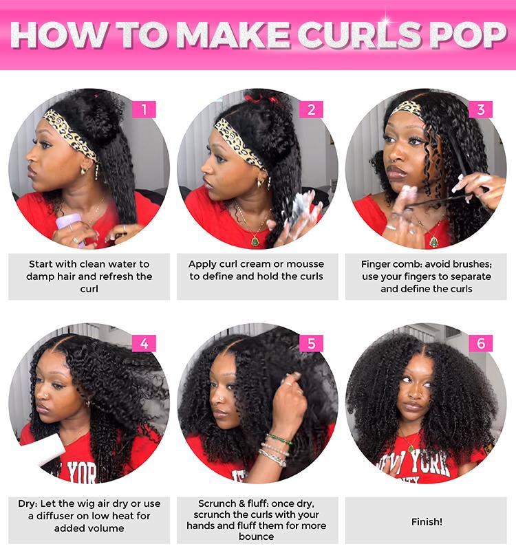 CurlyMe Wear Go Glueless Afro Kinky Curly Human Hair Wig Pre Bleached Tiny Knots Pre Cut 7X5 HD Lace Front Wig Pre Plucked Natural Hairline Beginner Friendly - Natural Black