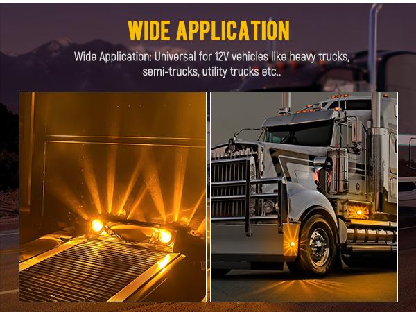 Partsam Amber Glass Watermelon Lights LED Side Marker Turn Signal Lights with Stainless Steel Bezel for Trucks Trailers