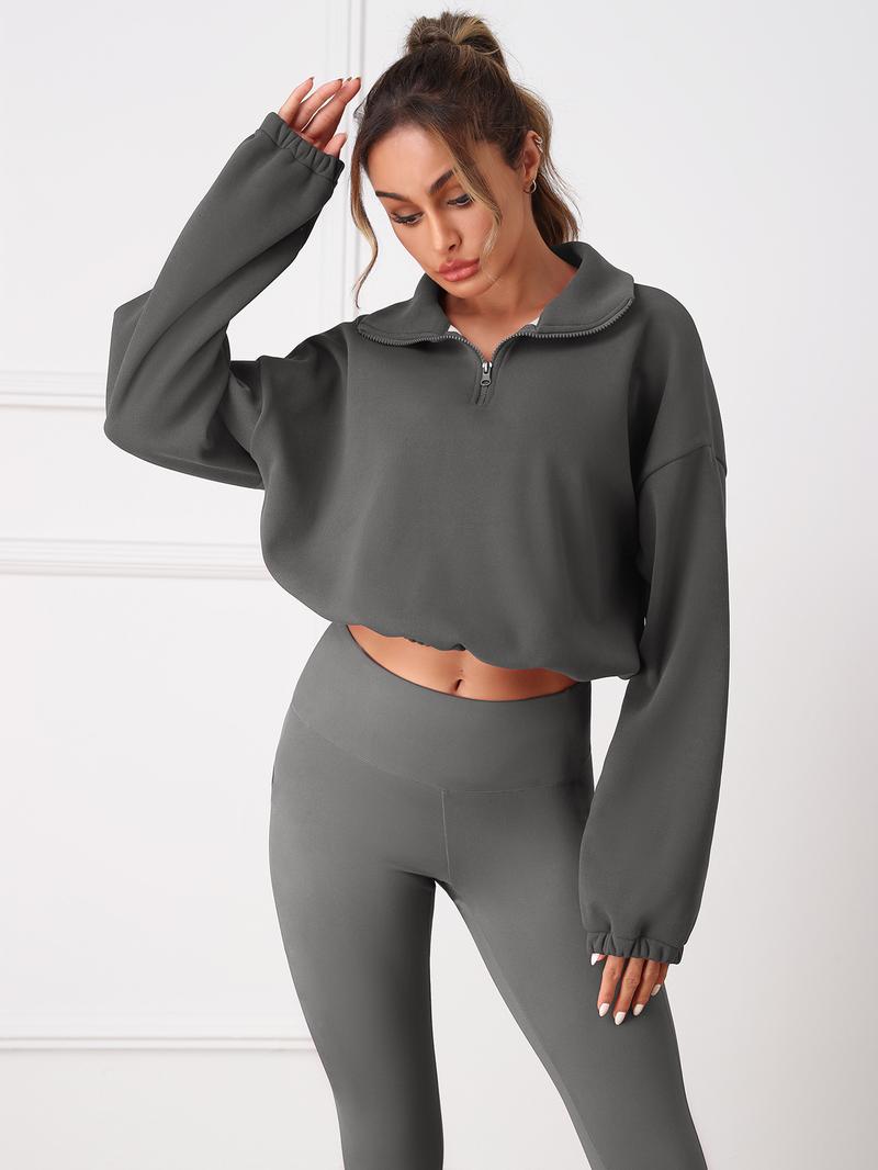 CHRLEISURE Fleece Women Suit Women's Winter Set Fleece Leggings Long Sleeved Tops for Daily Sports Wear in Warm Burgundy