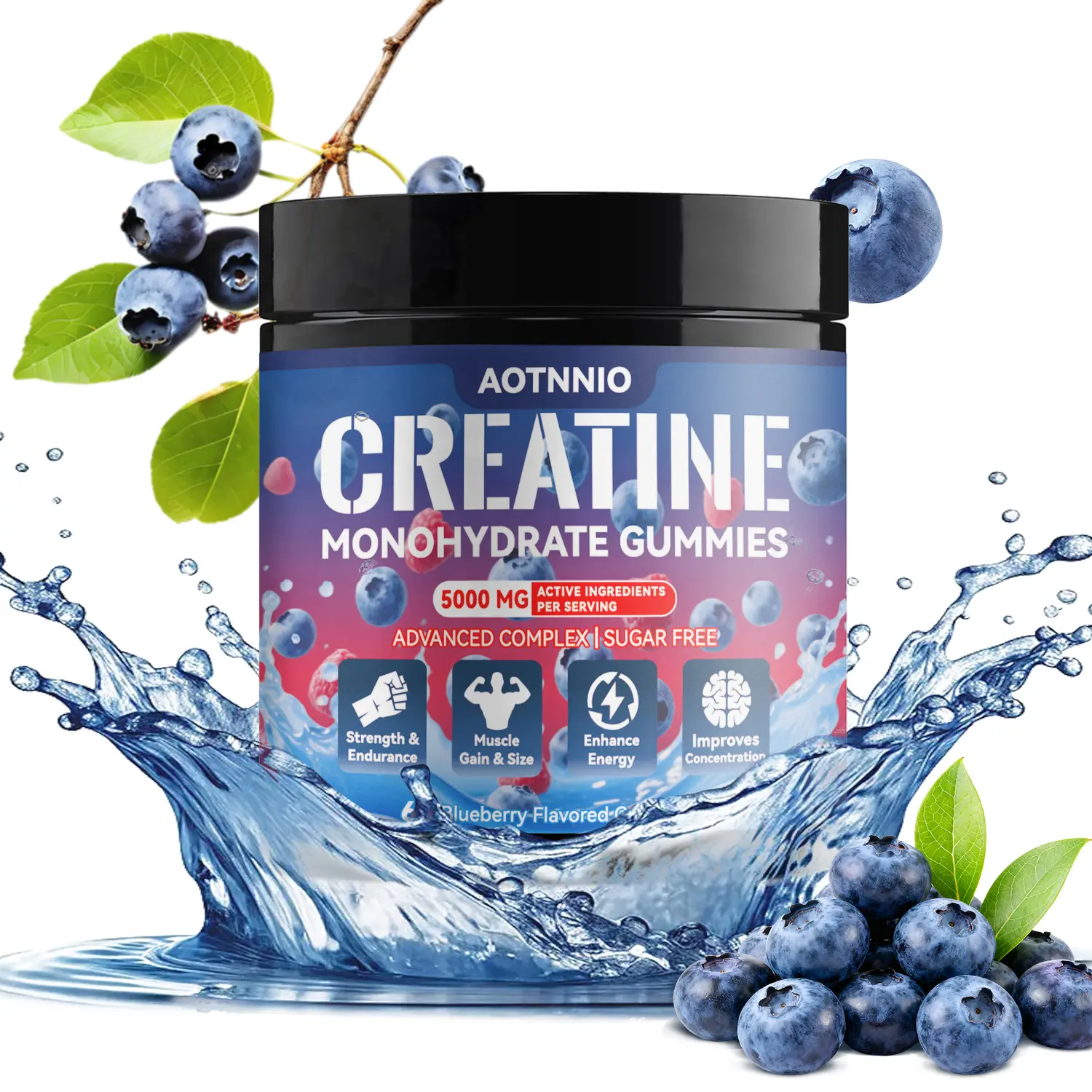 Creatine Monohydrate Dietary Supplement Gummies for Adults, Clean Daily Nutrition & Energy Boosting Fitness Supplement, Edible Chewable, Supports Focus, Strength, Endurance, Vegan, Gluten-Free