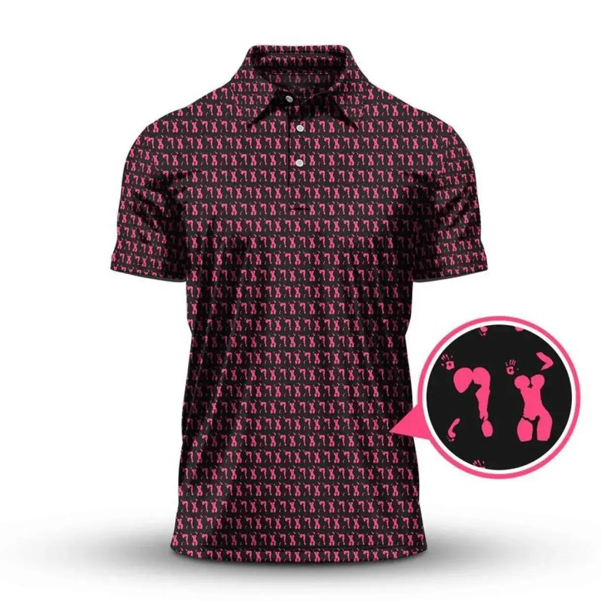 Funny Body Art Pattern Polo Golf Shirt For Men Outdoor Short Sleeve Top