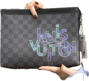 Pre-owned Louis Vuitton Pochette Toilette 26 Damier Graphite Canvas Bag with Multicolor Logo Print & Silver Hardware