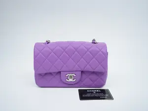 Pre-owned CHANEL lambskin Crossbody Bags Quilted Mini Rectangular Flap Purple
