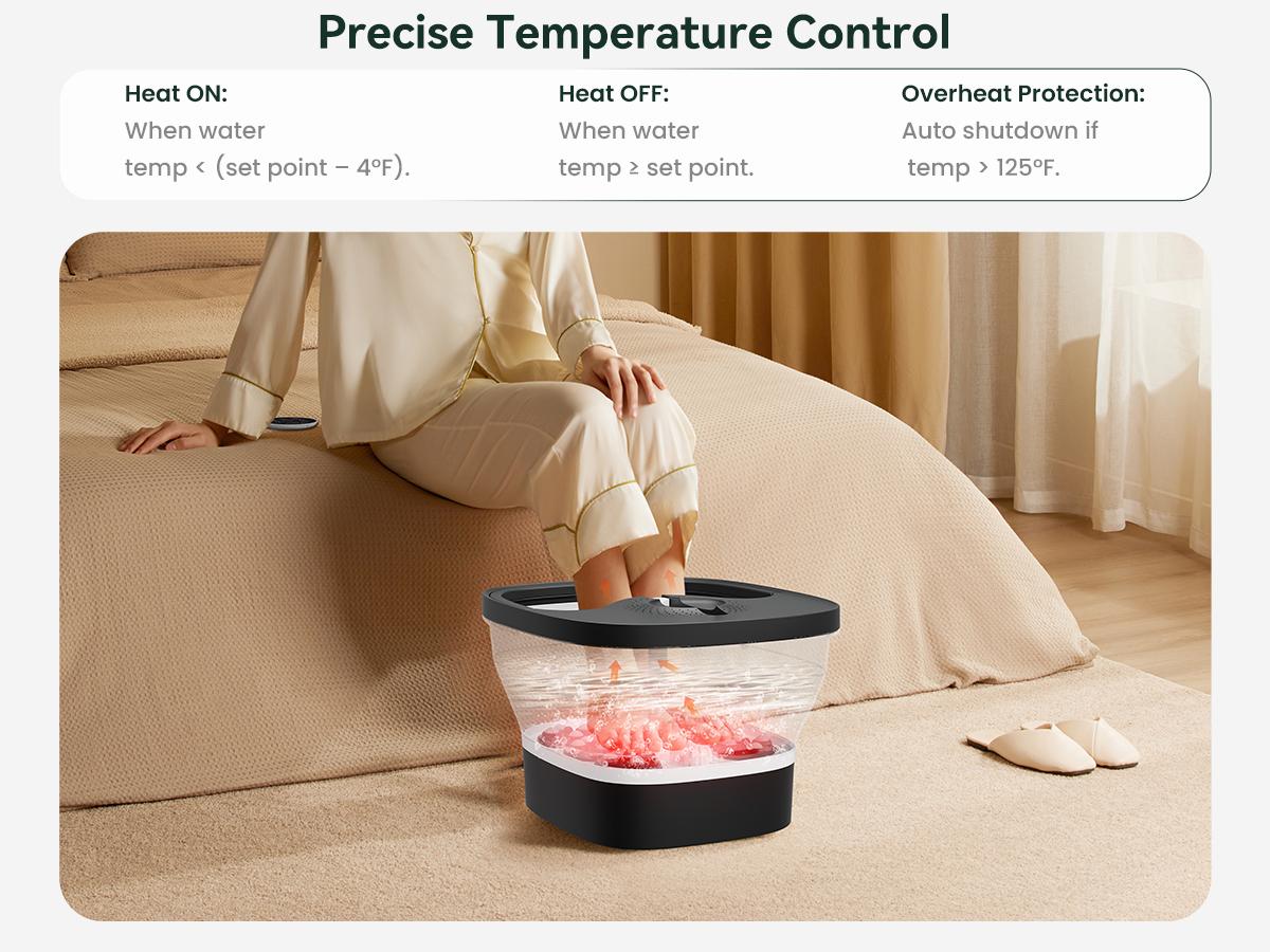 Snailax Foot Spa Bath Massager with Heat, Remote Control, Shiatsu Massage Rollers, Bubble, Temperature Control, Collapsible, Pedicure Foot Soaking Tub