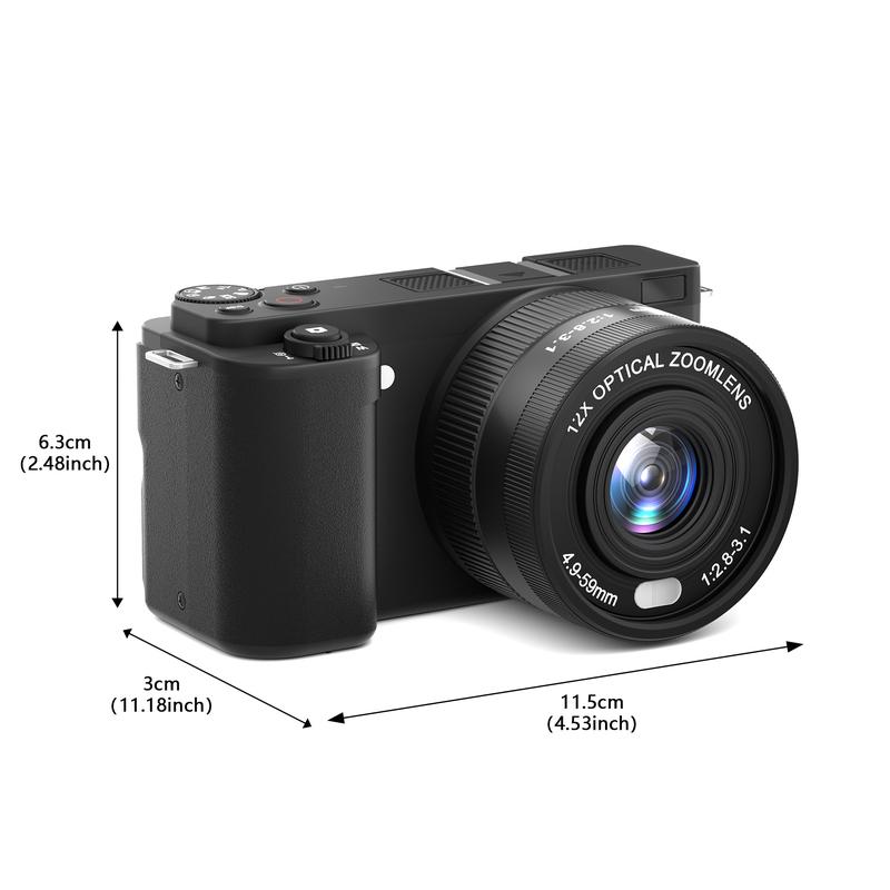 Portable Retro Camera,64MP vlogging camera with WiFi,4K Digital camera flip screen travel Camera,12X Optical Zoom ,camera microphone,64GB SD Card,Summer gift Outdoorfun