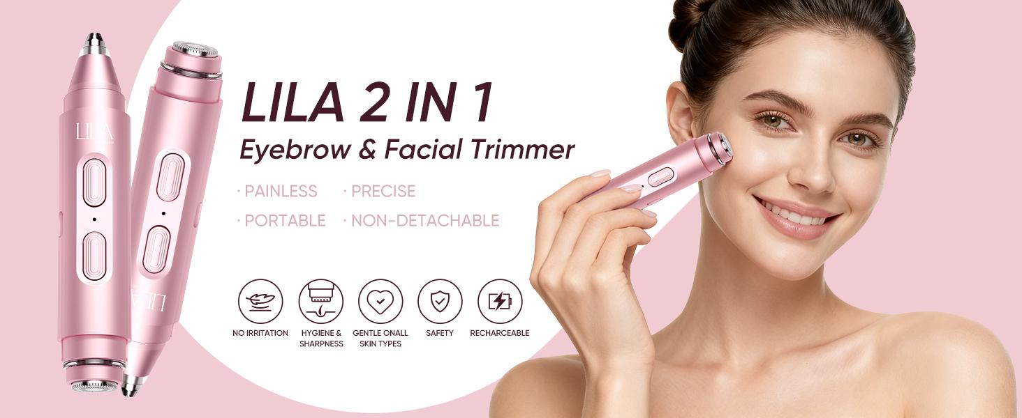 Portable 2-in-1 Eyebrow & Facial Trimmer – Dual Heads with LED Light for Easy, Gentle Grooming