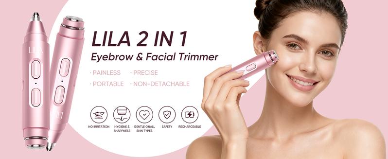 Portable 2-in-1 Eyebrow & Facial Trimmer – Dual Heads with LED Light for Easy, Gentle Grooming