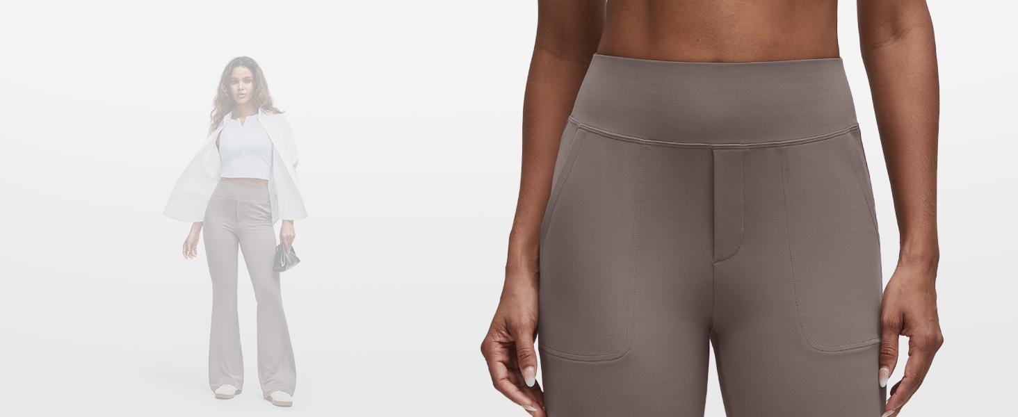 G4Free BareFeel Flare Yoga Pants Women High Waisted Bootcut Leggings with Pockets Dress Work Pant Petite/Regular/Tall