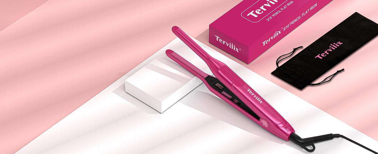 Terviiix Pencil Flat Iron Smooth Comfort, 3/10 Inch Small Hair Straightener for Pixie Short Hair & Edges