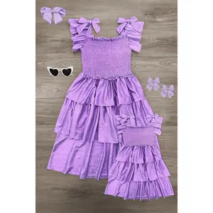 Mom & Me - Metallic Ruffle Dress