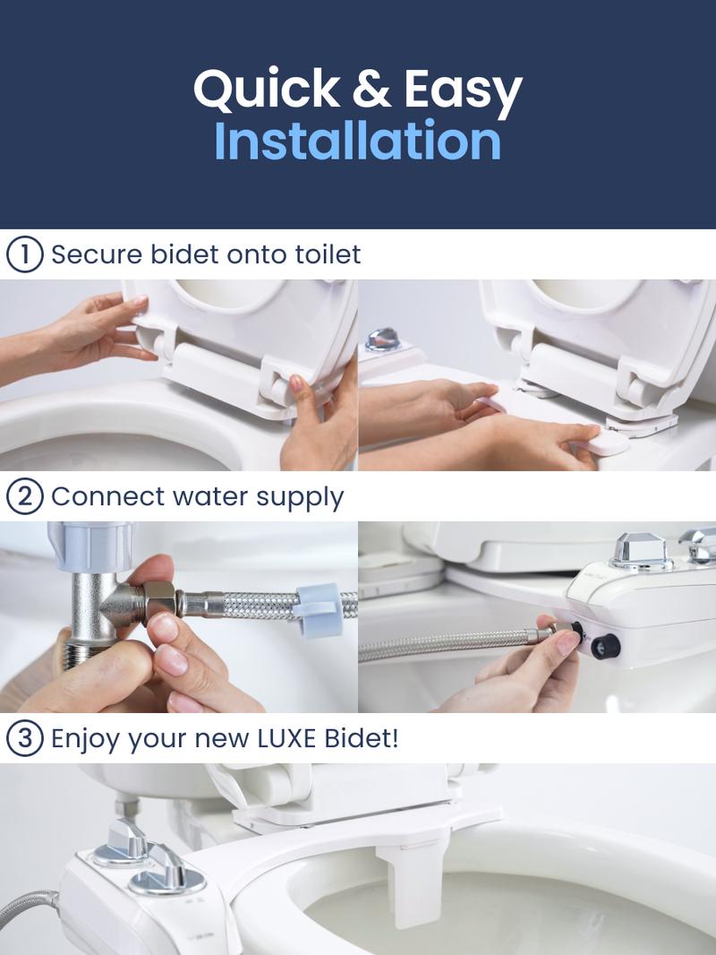 LUXE Bidet NEO 185 Plus - Rear & Feminine Wash, Bidet Attachment for Toilet Seat, Easy Slide-in Installation, Patented 360° Self-Clean, and Flip Feature