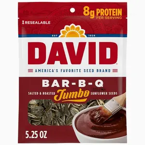 DAVID Jumbo Sunflower Seeds, Bar-B-Q Flavor, Easter Basket Stuffer for Baseball Players, 5.25 oz.