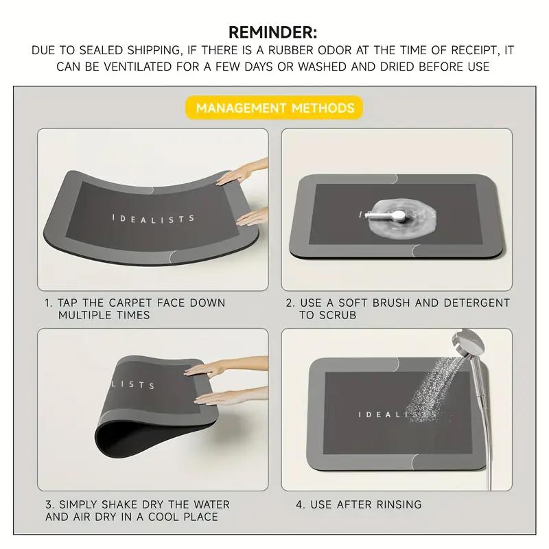 Bathroom Mat Premium Quick-Dry-Ultra-Absorbent Thin Diatomite Bath Mat-Rubber Backing Thin Non-Slip, Machine Washable, and Mildew-Resistant Rug for Shower, Kitchen, Laundry Room,and More with Geometric Design and Easy Cleaning last-minute  Holiday Haul