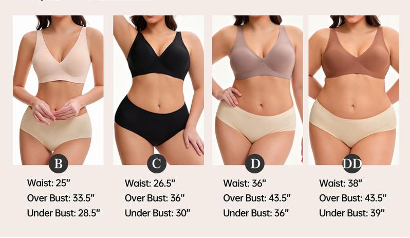 XWB Jelly Girlfriend Women's Comfortable Bra Full Cup Design, Upward Pulling Bra for High Comfort, Wireless Cushioning Jelly Bra Seamless T-shirt Bra Deep V Daily Bra Breathable and Elastic for Daily Wear