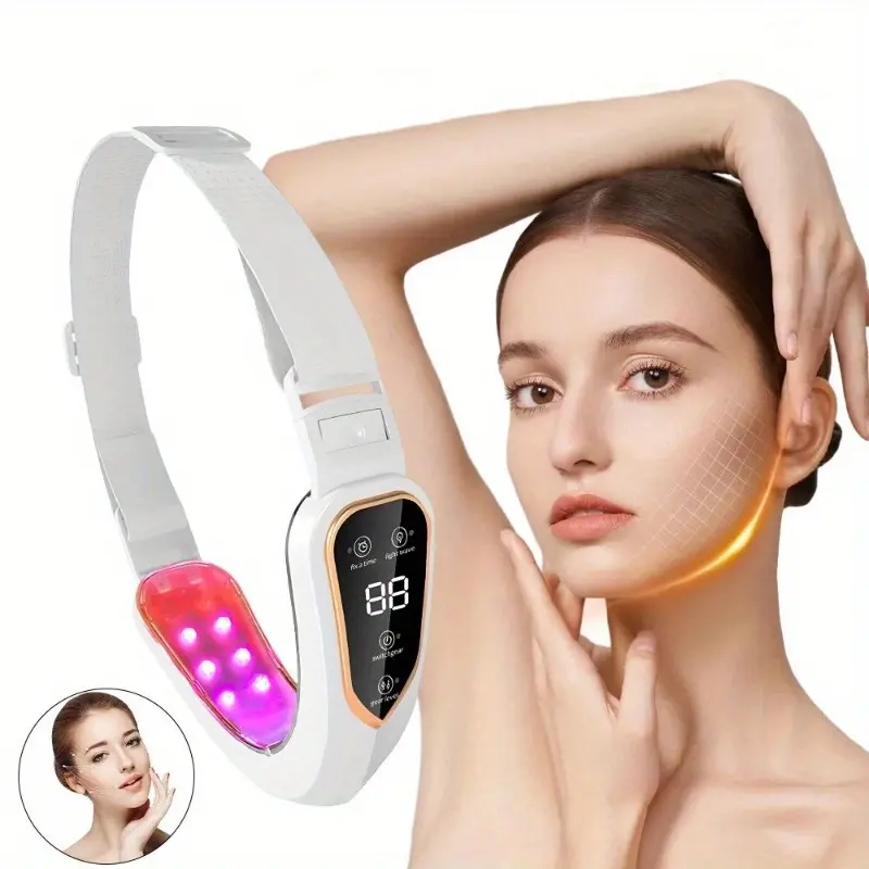 Women's Pink Plastic Jawline Shaper & Facial Care Instrument - 5 Modes, 12 Intensity Levels, Electronic Pulse, Rechargeable Battery, Skin Tightening, Slimming & Massage Tool (Facial Tools, Skin Care Machines)