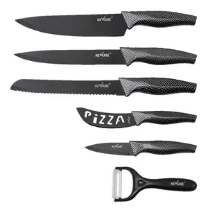 BLACK DIAMOND coated NON-STICK 6 piece KNIFE set/ juego de CUCHILLOS de 6 piezas de DIAMANTE NEGRO