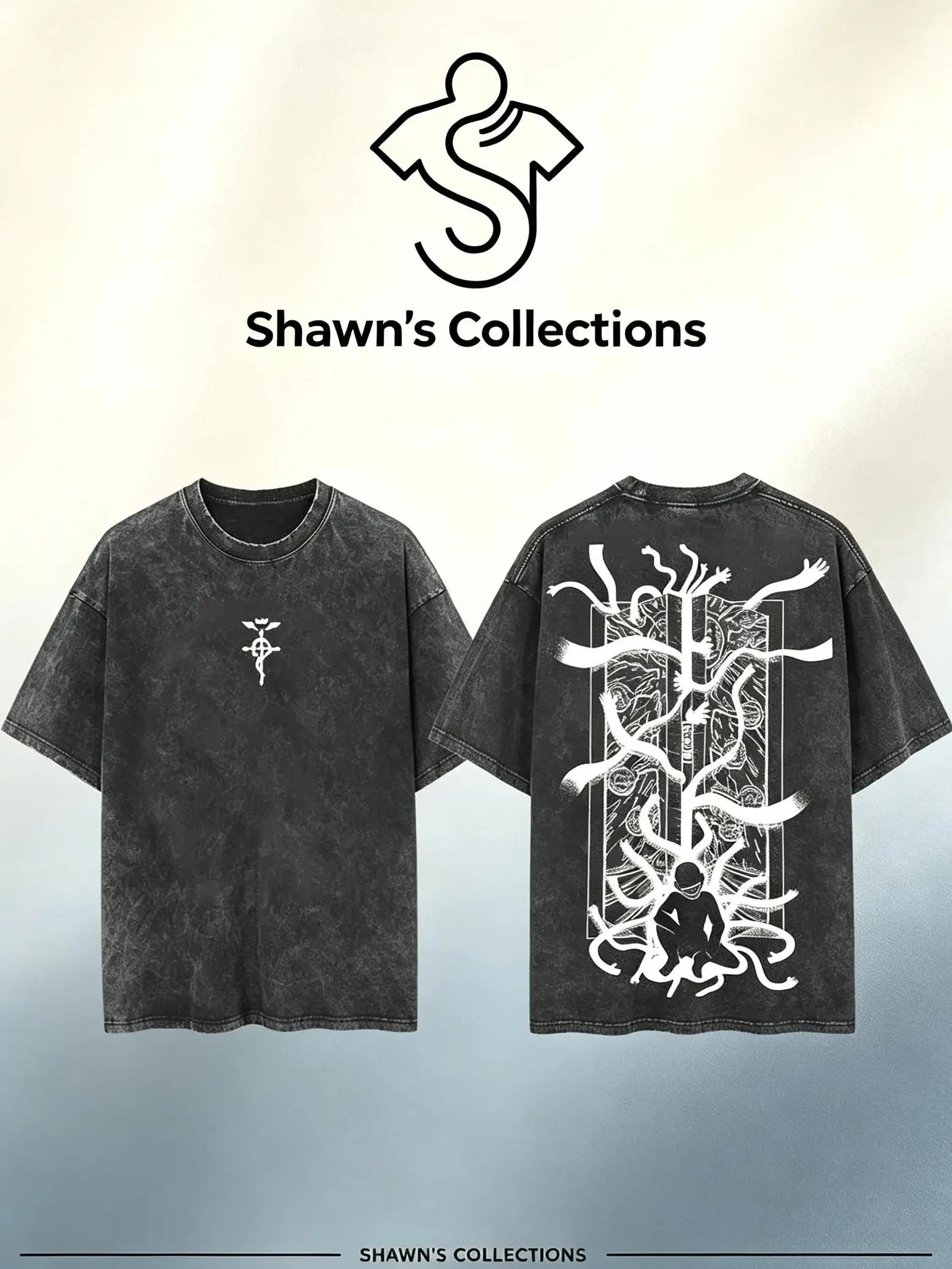 Shawn's Vintage Washed Oversized Fullmetal Alchemist Gate of Alchemy T-Shirt,Retro Gate of Alchemy Anime Vintage Double Printed Washed T-Shirt Unisex Mineral Anime Manga Washed Heavy Cotton T-shirt, Gift For Anime Fan Lover