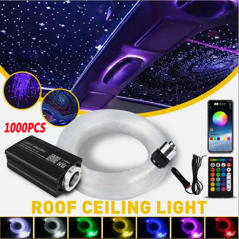 Multicolor Star Ceiling Kit 1000pcs Optical Fibers 15 Static Colors RGB Mix Remote APP Control for Bedroom Car Interior Starlight Roof Led Backlights