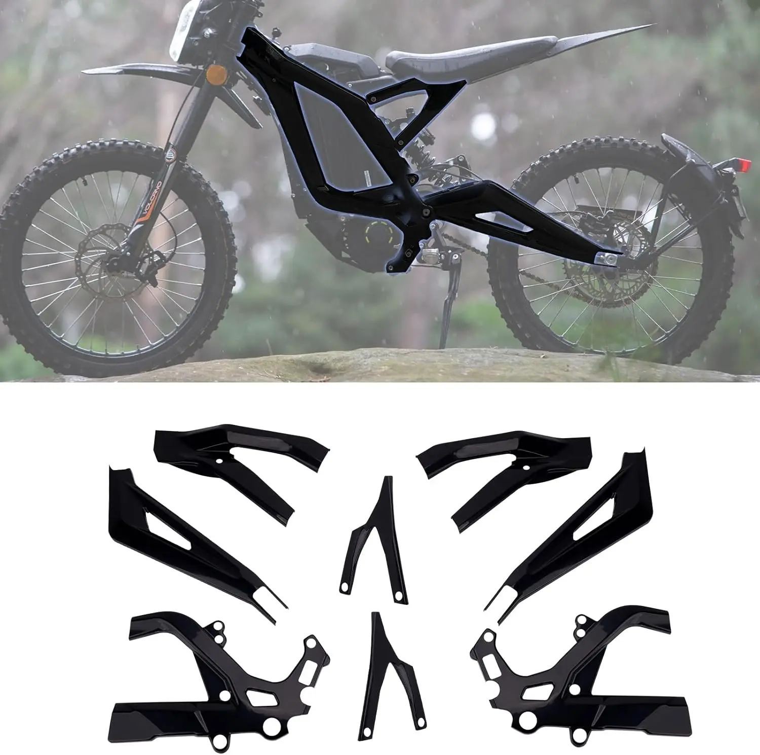 Body Frame Protective Cover Fit For Sur-Ron Light Bee X, Body Frame Protector Guard Sticker, E-Bike Accessoires for Sur-Ron (Black)
