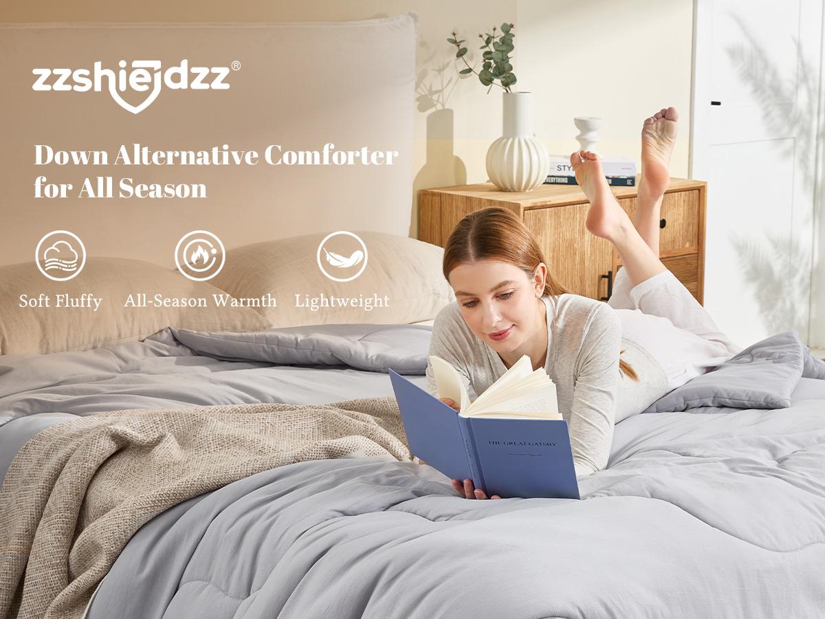 【BEDLORE】All-Season Wave Quilted Comforter Duvet Insert, Soft Down Alternative with Corner Tabs, Lightweight Fluffy Bedding Comforter