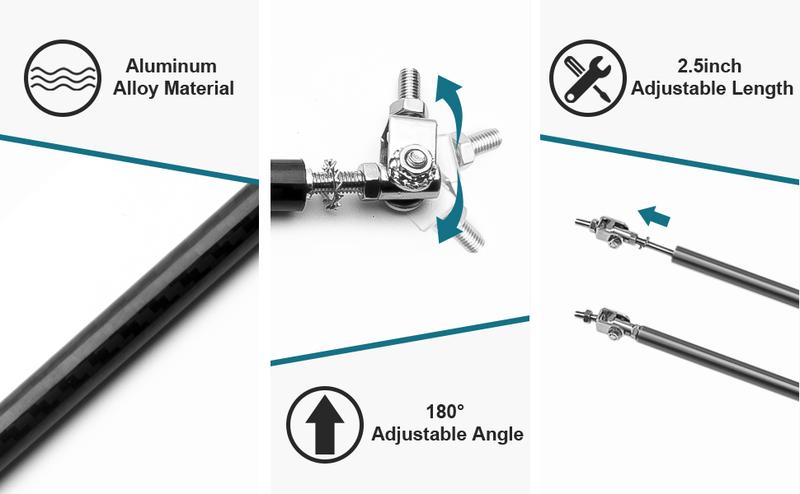 DIBMS 2PCS 6"-9" Adjustable Splitter Strut Rods, Car Front Bumper Lip Support Bars, Universal Bumper Splitter Diffuser Strut Tie Support Rods Compatible with Most Vehicles (Red)