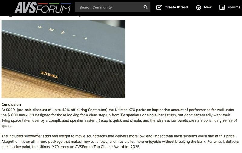 Limited Sale-ULTIMEA Skywave X70 7.1.4ch Professional Wireless Surround Sound System for TV, Dolby Atmos, Home Theater, 980W Sound Bar with 10" Wireless Subwoofer, Powerful Bass, 20Hz Low Frequency, 4K HDR Pass-Through, Bluetooth and APP Control Audio