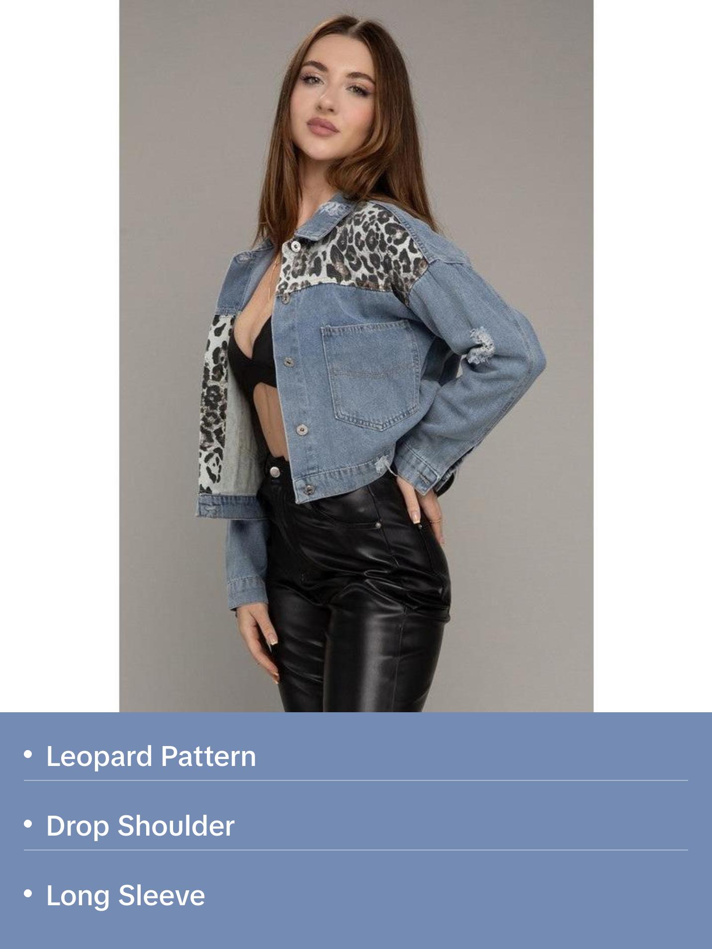 Leopard Patchwork Denim Jacket