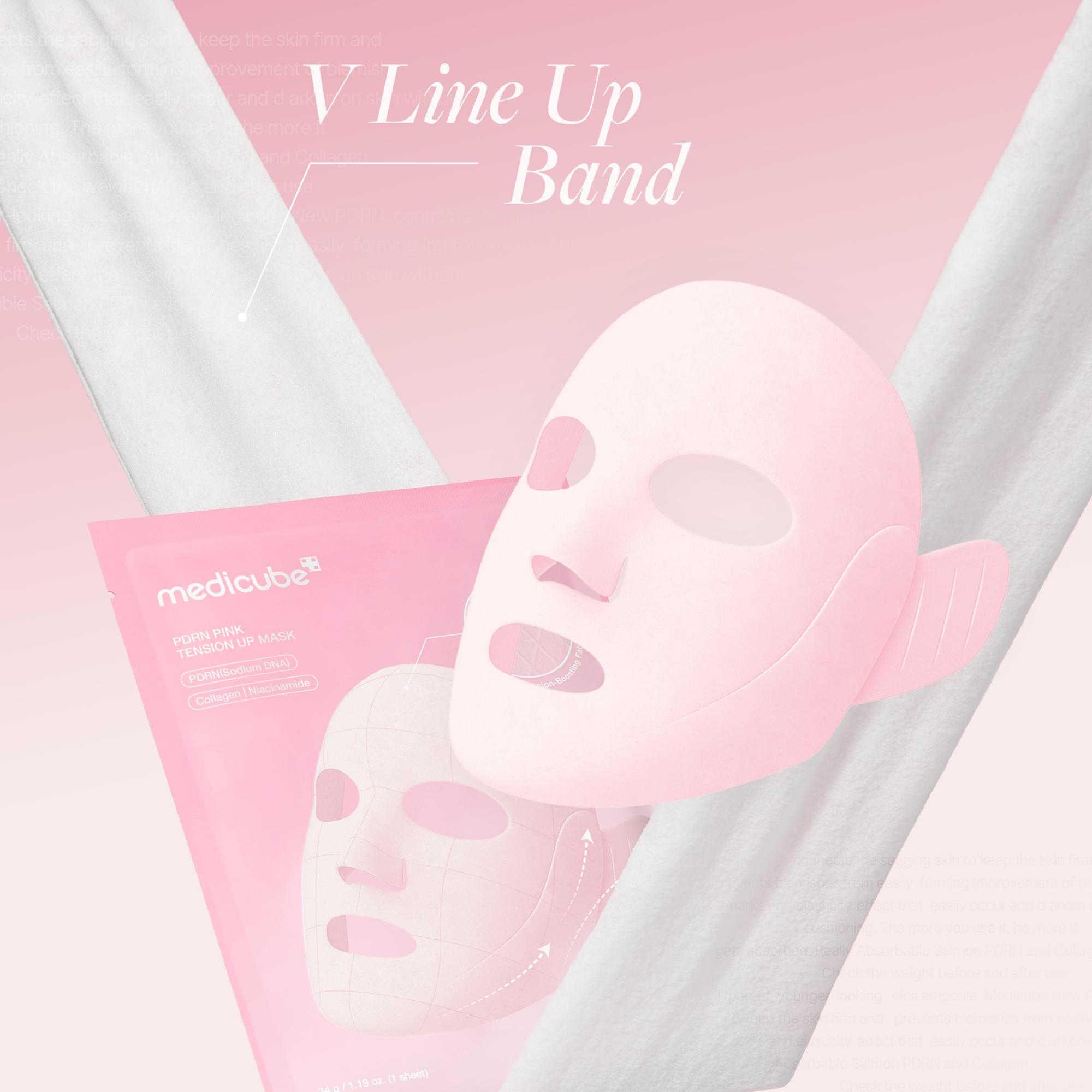 [medicube] PDRN Pink Firming Care Mask | 3-Step Firming Care Mask with Ear Hooks for De-Puffing & Contoured Skin | 99% Salmon PDRN, NAD, Caffeine | K-Beauty, Korean Skincare V-Line Tightening Mask