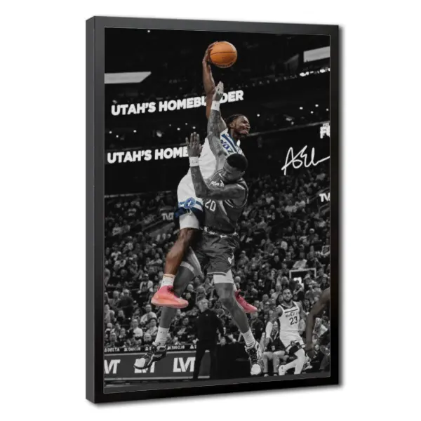 Anthony Edwards NBA Superstar Signed Look Canvas Wall Art, Basketball Poster Print, Sports Room Home Decor, Fan Gift