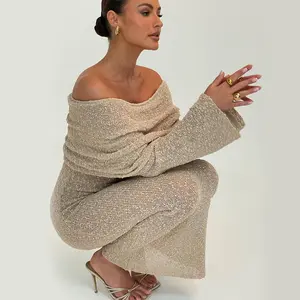 Sheer Knitted Long-sleeved Dress
