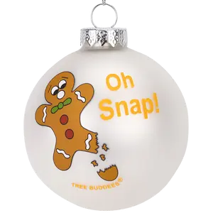 Tree Buddees Oh Snap! Funny Gingerbread Man Glass Christmas Ornament