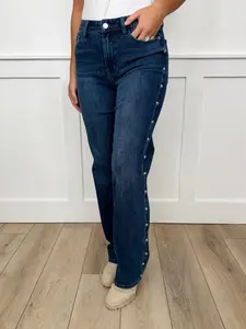 Judy Blue Sophia High-Rise Embellished Straight Leg Dark Wash Jeans