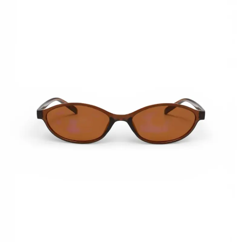 Retro Oval Slim Sunglasses – Brown Tortoiseshell | Y2K  display picture 1