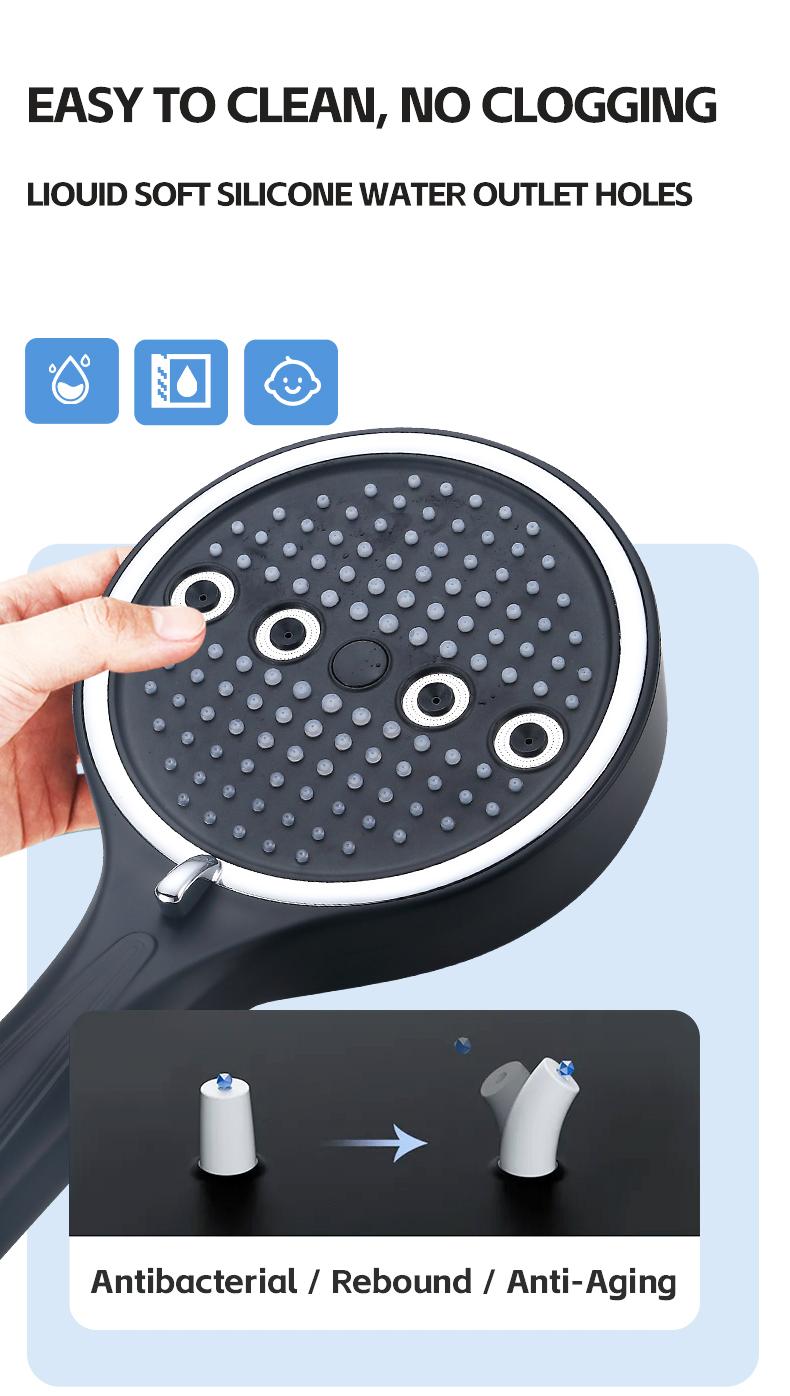 Powerful 6-Mode Handheld Shower Head High Pressure Water Spray with Rainfall Massage Pulse Spray Hybrid Bubble Patterns Premium ABS Material Wall Mount Showerhead Modern Bathroom Upgrade Ideal Summer Shower Accessory Perfect Holiday Gift