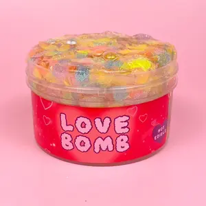 Love bomb slime | crunchy slime | clear slime | Valentine’s Day slime