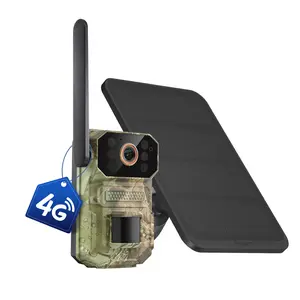 4G LTE cellular tracking camera, solar-powered tracking camera, wildlife surveillance camera, equipped with a PIR motion sensor, infrared night vision, and two-way audio remote access—no Wi-Fi connection required