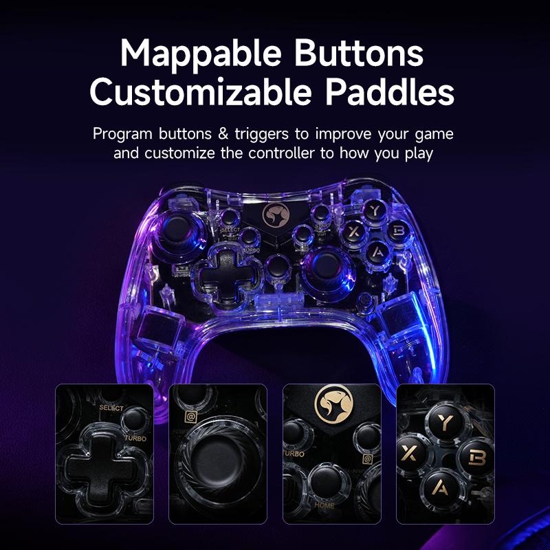 Marvo Game Controller Acrylic RGB Backlit Wired Game Controller Supporting to PC Gaming, Moblie Phone - Boy's Gift for Gamer