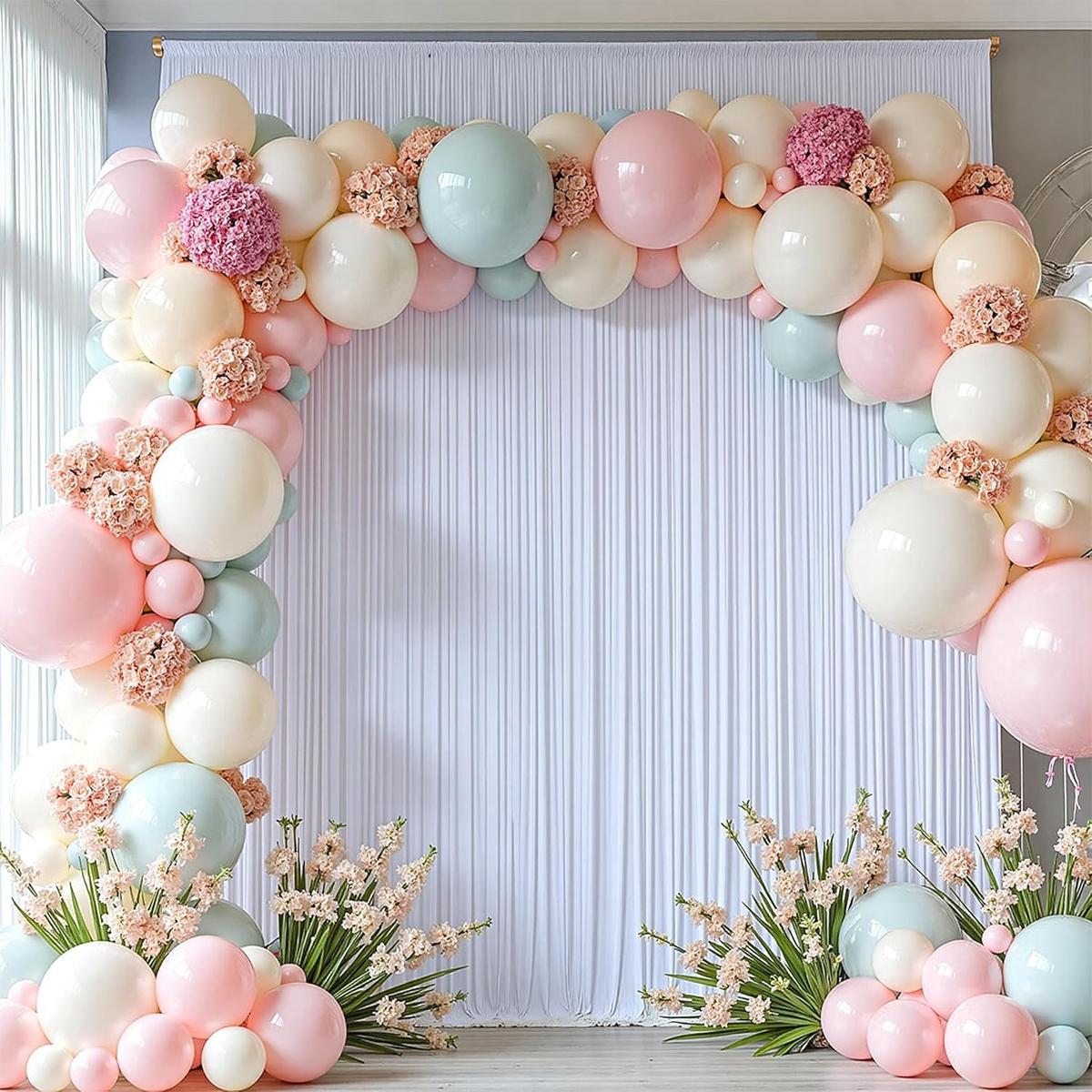 3 Set 10FTx7FT White Wrinkle-Free Wedding Backdrop Curtain -Silky Washable White Polyester Drapes for Baby Showers Birthday Parties Photography Wedding Receptions-6 Panels 5FTx7FT