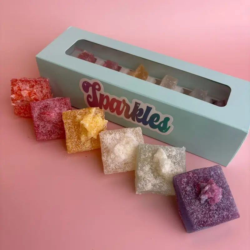 Sour Sampler Crystal Candy Squares, Fun Sized, Crunchy, Soft Jelly