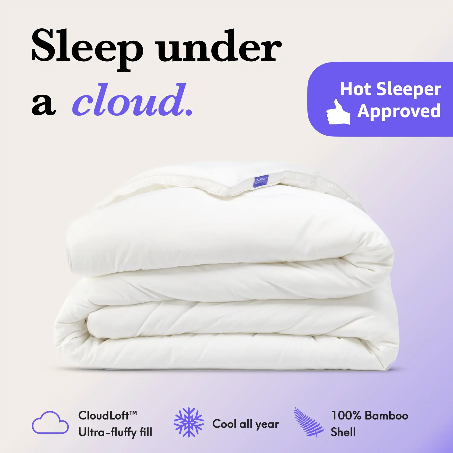 Cushion Lab | TruFiber Comforter — Sleep Under a Cloud — Cooling Bamboo Comforter for Hot Sleepers, Self Temperature Regulation for Year-Round