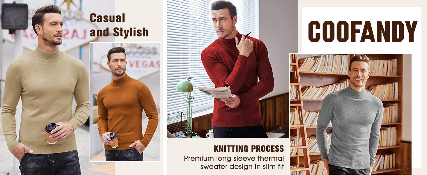 COOFANDY Men's Slim Fit Mock Turtleneck Pullover Sweater Casual Basic Knitted Thermal Sweaters Fashion Long Sleeve COOFANDY Men's Slim Fit Mock Turtleneck Pullover Sweater Casual Basic Knitted Thermal Sweaters Fashion Long Sleeve