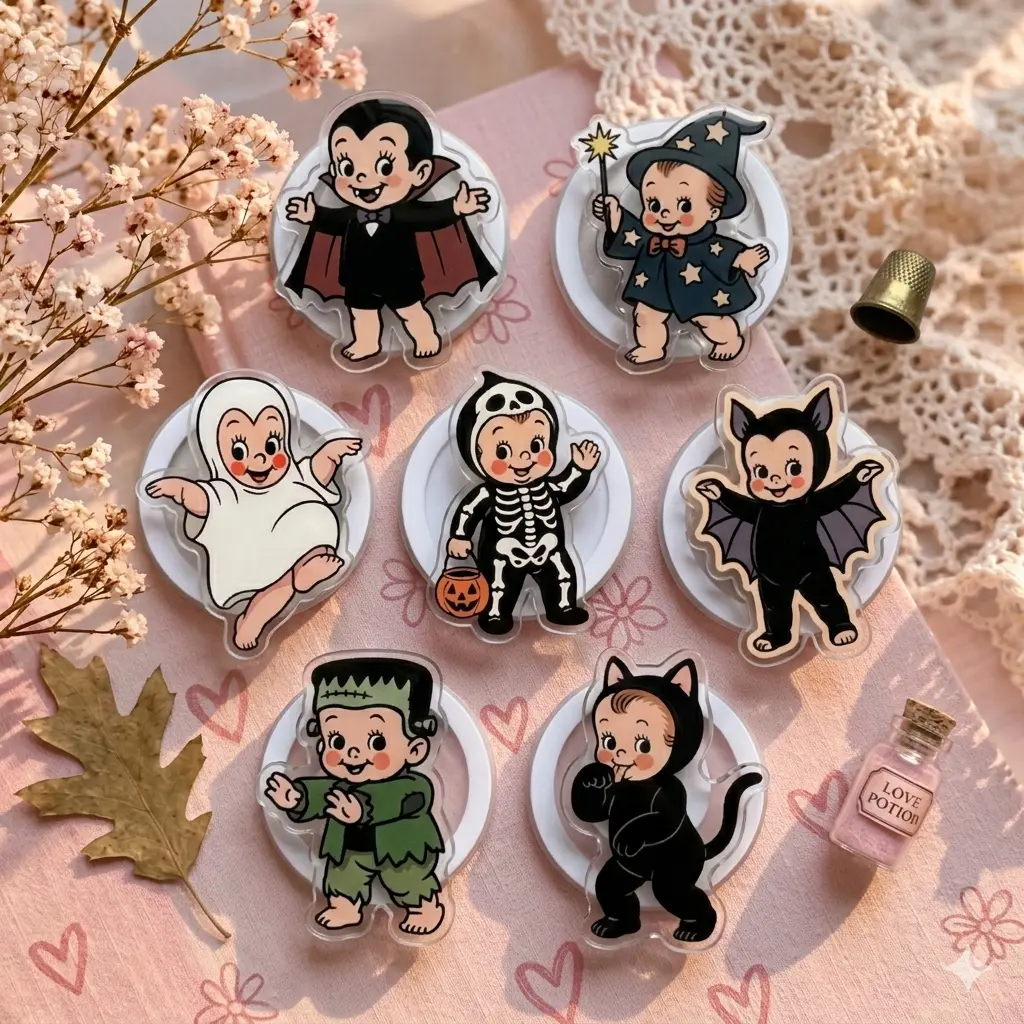 Funny Cartoon Character Phone Grip, Sassy Quote Griptok, Unique Anime Style Phone Stand, Trendy Mobile Accessory for Fans