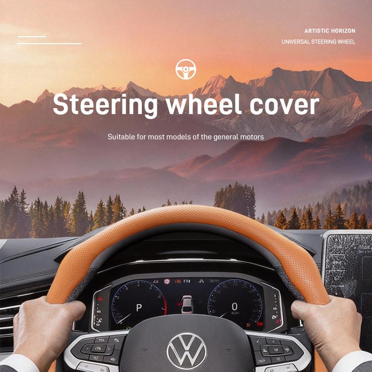 SUPEREVER Napa Leather Car Steering Wheel Cover - 15 Inch, 4-Season Universal Fit, Enhanced Grip, Elevated Style, Non-Bulky & Modern Design, Anti-Slip, Sweat-Absorbent, Comfortable & Premium Quality
