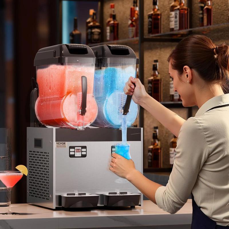 VEVOR Commercial Slushy Machine,  , 12Lx2 Double Tank Frozen Drink Machine, 96 Cups Stainless Steel Margarita Smoothie Frozen Drink Maker, Slushie Maker for Home Party Restaurants Cafe Bars