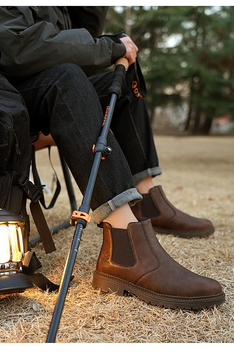 Men's steel-toe sports non-slip work shoes, high-top leather safety boots, have protective functions like anti-smashing and anti-piercing. They are footwear products, Fathersdaygift Boy Closed Bathroom Brown