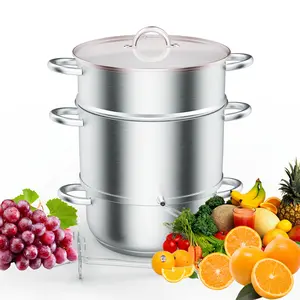 Ubesgoo 8.5/11 Quart Juice Steamer Stainless Steel, Extractor Fruit Vegetables Juicer Steamer Pot, w/Tempered Glass Lid Clamp, Loop Handles, Ideal for Making Juice, Jelly, Pasta