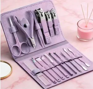 16PCS Professional Manicure & Pedicure Set Stainless Steel Nail Care Kit Travel Manicure Kit, Green