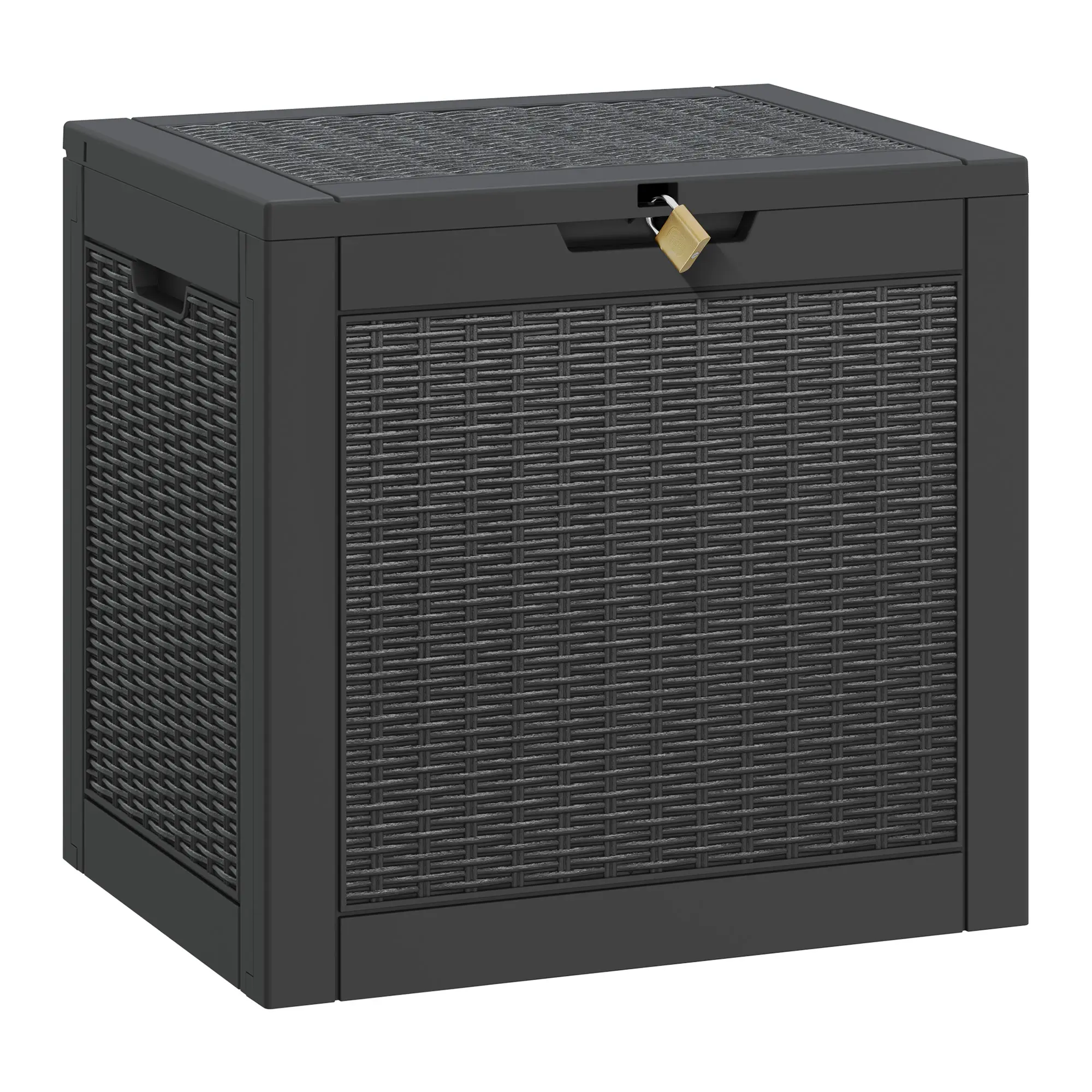35 Gal Resin Outdoor Storage Box - Water Resistant, UV Resistant Deck Storage Box, Lightweight Durable Patio Organizer for Tools, Cushions