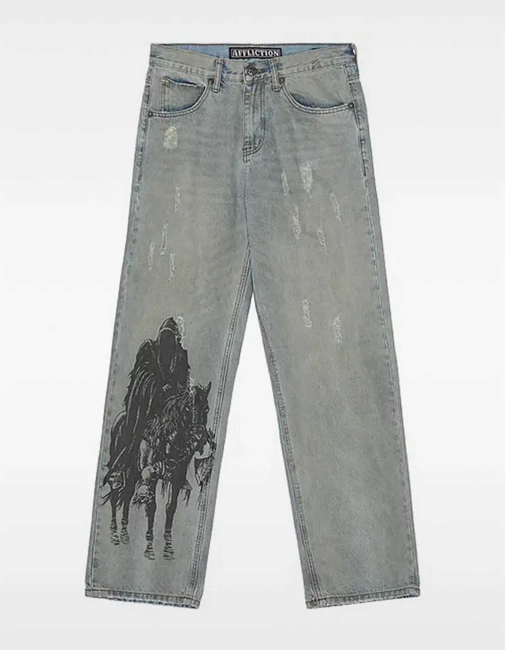 AFFLICTION Black Night Mens Wide Leg Jeans