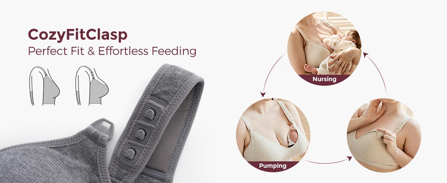 Momcozy Busty Nursing Bras, U.S.Cotton Wirefree Fixed Padded Maternity Bra, Full Coverage Adjustable Fit